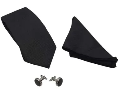 Krat Düğme Set Siyah Desenli Krat Mendil Kol Düğmesi Özel Set — görsel 4/5