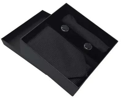 Krat Düğme Set Siyah Desenli Krat Mendil Kol Düğmesi Özel Set — görsel 5/5