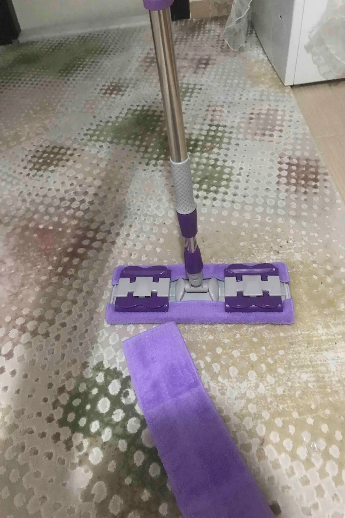 Teleskobik Cam Yer Tan Silme - İstediğin Bezi Tak Kullan - 4 Mandallı -Yedek Bezli Mop Seti